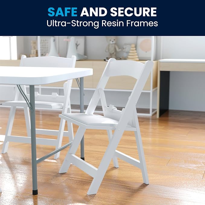 Flash Furniture HERCULES Kids White Resin Folding Chair with White Vinyl Padded Seat | Vinyl Padded Seat, Lightweight, Indoor/Outdoor, HERCULES Series - Image 9