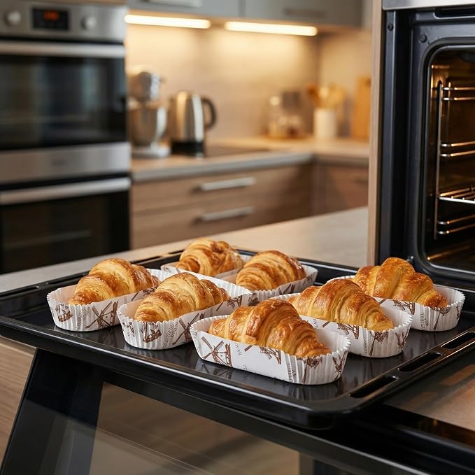 Kichvoe Baking Liners Elegant Chic Pattern Prevents Warping and Breaking and 100pcs Non-stick Paper for High-temperature Resistant Parchment Liner Baking Cups Bread Pizza - Image 4