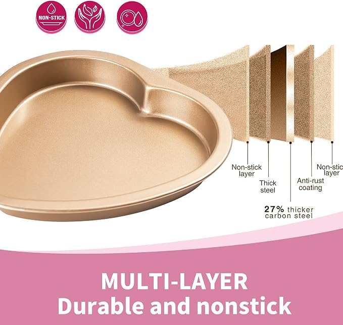 Yomvzake Heart Shaped Cake Pan, 8 Inch Heart Shollow Baking Sheet Cake Tray for Valentine's Day Cake Cookie Baking - Image 3
