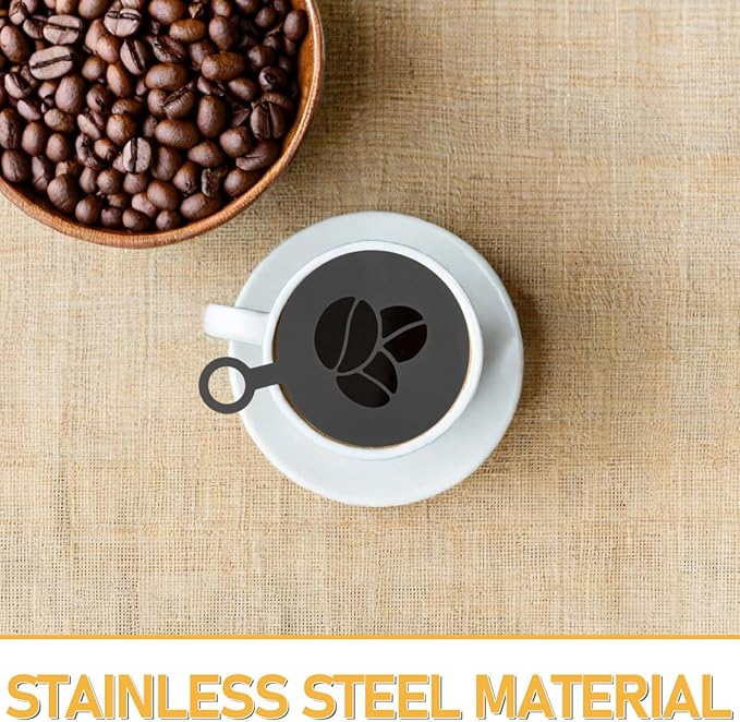 4pcs Stainless Steel Coffee Stencils: Latte Art Decorating Templates for Cappuccino Cake and Bread - DIY Spray Stencil Tools