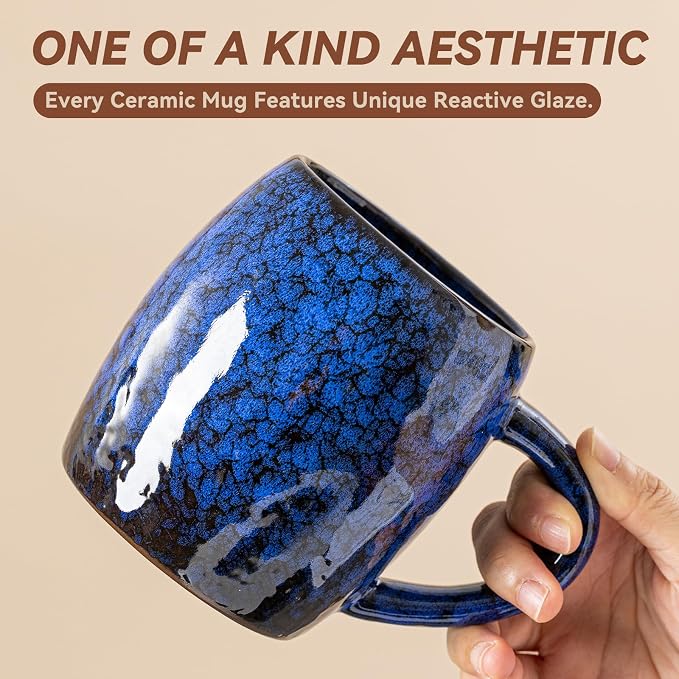 Cosmic Nebula Ceramic Coffee Mug - 21 oz Large Coffee Cup with Ergonomic Handle, Unique Reactive Glaze Ceramic Mug for Office Home, Birthday Gifts for Men Women - Image 2