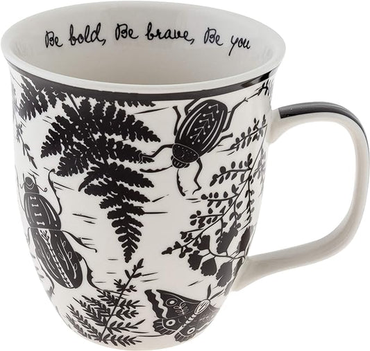 Karma Gifts 14 oz Black and White Boho Mug Beetle - Cute Coffee and Tea Mug - Ceramic Coffee Mugs for Women and Men by KarmaGifts