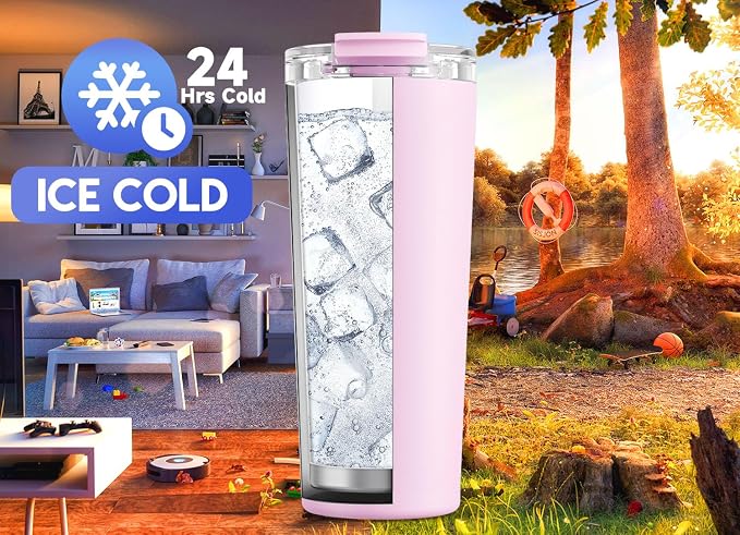 Meoky 24 oz Insulated Travel Coffee Mug: Leak Proof Lid, Blossom | Stainless Steel Coffee Tumbler, Keeps Hot for 8 Hours or Cold for 24 Hours, Fits in Car Cup Holder, BPA Free - Image 4