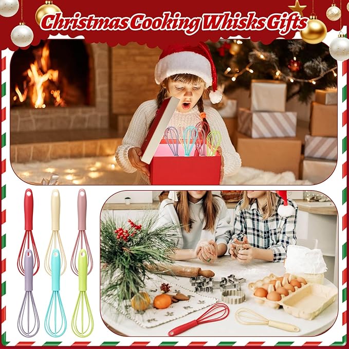 36Pcs Christmas Whisk Gift Silicone Whisk for Cooking Mini Whi-sk Baking Gifts Sets Milk Egg Frother for Blending Whisking Beating Stirring Baking