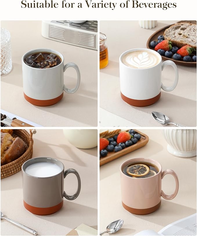 MALACASA 16oz Ceramic Coffee Mugs Set of 4, Stackable Coffee Cups with Straight-Sided Design, Mugs for Coffee, Latte, Tea, Hot Chocolate, Cappuccino and Cocoa, Microwave & Dishwasher Safe, Multicolor - Image 5