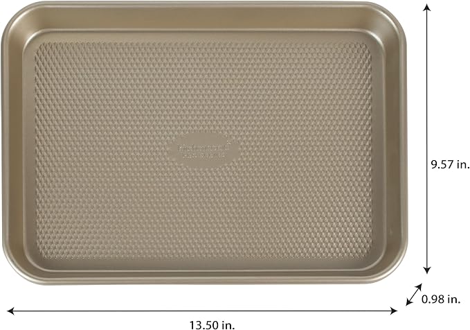 13.5 x 9.6 Inch Small Nonstick Baking Sheet Pan with Diamond Textured Base, Heavy Duty Oven Safe Cookie Tray, Easy Clean Bakeware for Baking Cookies, Pastries & Roasting Vegetables - Image 5