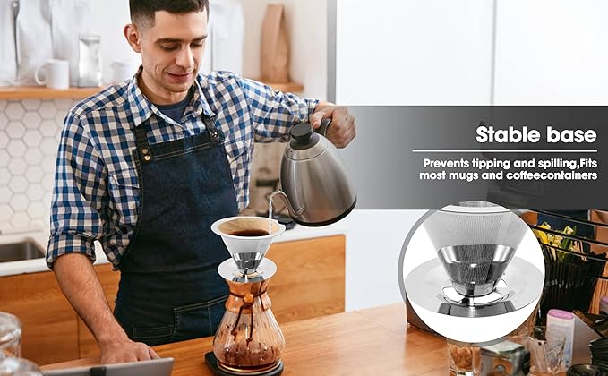 Stainless Steel Pour Over Coffee Dripper - Reusable & Eco-Friendly Filter, Enhanced Flavor Extraction, Universal Compatibility for All Coffee Grinds"