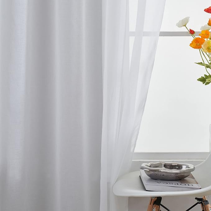 Home Brilliant White Sheer Curtains 84 inches Long Sheer Curtain Panels Drapes Window Treatment for Living Room Kitchen Bedroom, 54 x 84 inch - Image 6