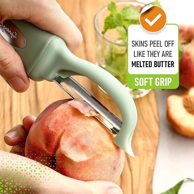 Spring Chef Swivel Vegetable Peeler with Ergonomic Handle, Pistachio | Premium Potato Peeler w/ Ultra Sharp Stainless Steel Blades, Multifunctional Veggie Peeler for Apple, Carrot, Cucumber, Fruit - Image 4
