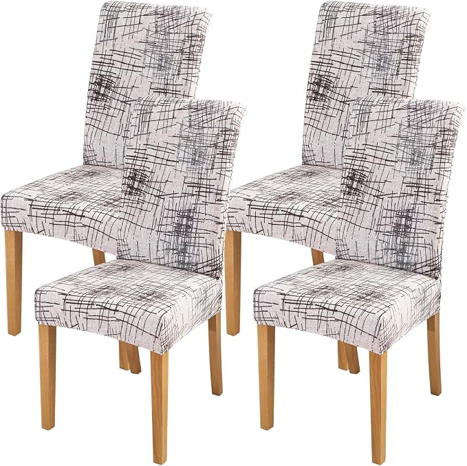 FORCHEER Chair Covers for Dining Chairs Set of 4,Beige Stretch Dining Room Chair Cover Kitchen Parsons Chair Slipcovers (Pack of 4, Beige) by FORCHEER