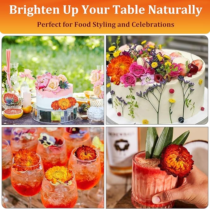 100+ Edible Dried Flowers for Cake Decoration – Food Grade Mixed Colorful Chrysanthemum Flowers for Baking, Cocktails, Cupcakes, Drinks, DIY Crafts - Image 4