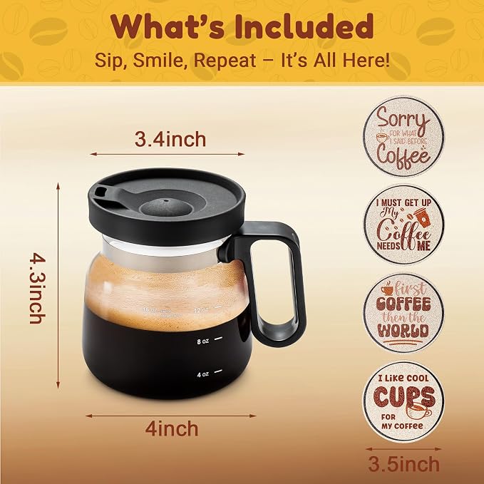 Coffee Pot Mug – The Unique, Funny, Novelty Coffee Mug Perfect Surprise Gift for Coffee Lovers with 4 Hilarious Cork Cup Coasters - Image 3