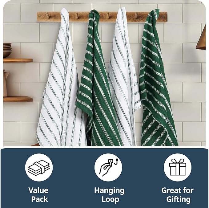 LANE LINEN Kitchen Towel Sets - 6 Pack Cotton Dish Towels for Drying Dishes, 18”x 28”, Hand Towel, Absorbent Tea Towels, Quick Drying Kitchen Towel Set - Christmas Green - Image 7