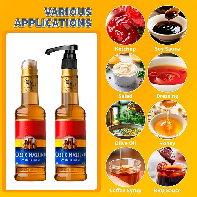 3 PCS Syrup Pump Compatible with Jordans Skinny and Torani, Coffee Syrup Pump Dispenser, Fits 350ml/12.7 Oz Bottles, Accurate Dispensing, with Lockable Design, Easy to Use and Clean, for Syrups Bottle