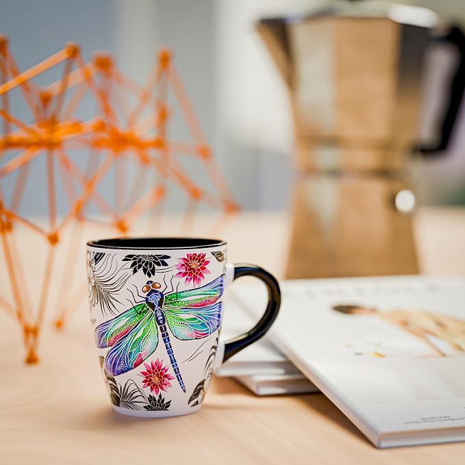 Color Changing Dragonfly Coffee Mug 12oz – Heat Sensitive Ceramic Cup with Floral Reveal – Dragonfly Gifts for Women, Unique Coffee Mugs, Christmas Holiday Gift, Perfect for Coffee, Tea or Cocoa - Image 7