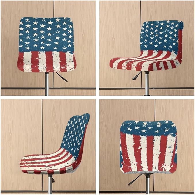 Vintage American Flag Bar Stools Set of 2 Bar Stool Slipcovers Green Leaf Non Slip Dining Chair Slipcover Swivel Chair Seat Covers Home Kitchen Furniture Protector - Image 6