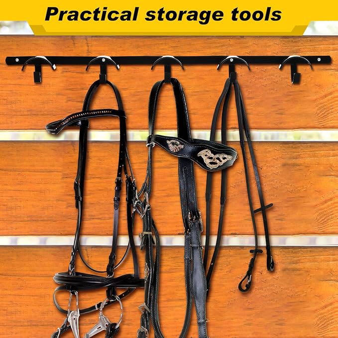 Zonon 4 Pcs Horse Tack Bridle Hooks Metal Horse Bridle Rack Stall Hanger for Tack Harness Storage Stall Fence Barn Supplies