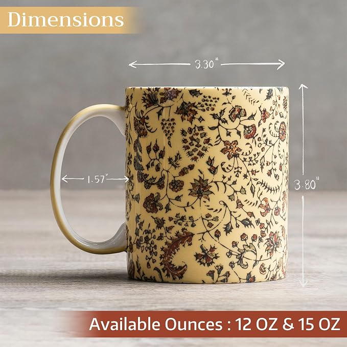 Maison d' Hermine Coffee Mug with Handles Tea Cups (15 Ounce, Pack of 1) | Fine Bone China Coffee Mugs for Hot Beverages Cappuccino Latte Home Restaurant Hotel Spring Summer -Lakshmi - Daya - Image 4