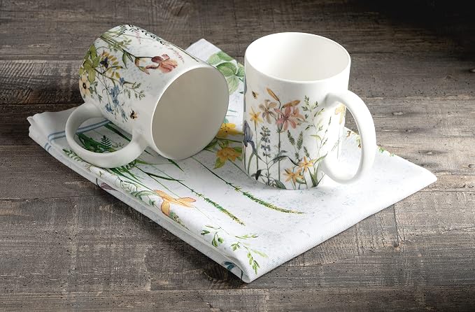 Maison d' Hermine Coffee Mug with Handles Tea Cups (15 Ounce, Pack of 1) | Fine Bone China Coffee Mugs for Hot Beverages Cappuccino Latte Home Restaurant Hotel Spring Summer -Fleurs De Mai - Prairie - Image 8