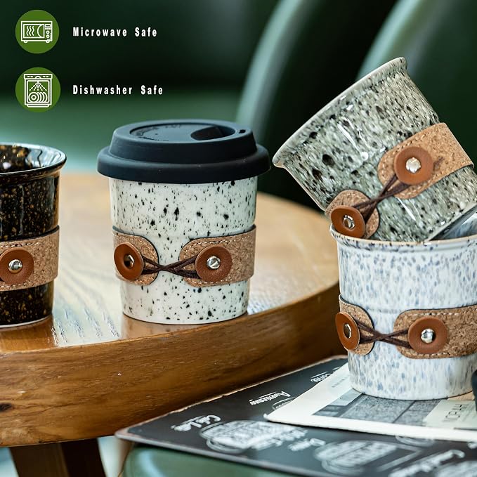 Travel Coffee Mug, Reusable Coffee Cup with Lid, To Go Camping Mug | 8.5oz Tumbler Mug with Spill Proof Lid | Ceramic, Microwave and Dishwasher Safe | for Men and Women Coffee Gift - Image 7