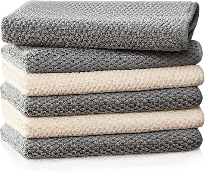 Barista Microfiber Towels 6-Pack, Coffee Cloths 12"x12" | Espresso Accessories Cleaning Towel for Steam Wands & Countertops, Essential Coffee Bar Accessories by EubooTree