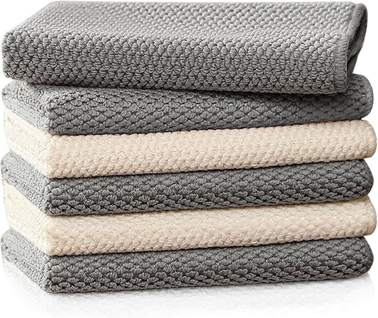 Barista Microfiber Towels 6-Pack, Coffee Cloths 12"x12" | Espresso Accessories Cleaning Towel for Steam Wands & Countertops, Essential Coffee Bar Accessories by EubooTree