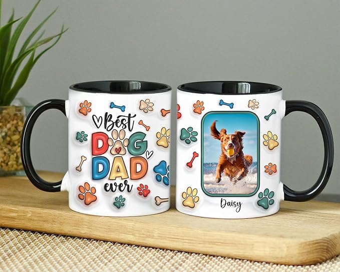 LOVELYPOD Custom Dog Dad Mug With Names and Photo, Father's Day Gifts for Dogs Dad, Fur Lovers Coffee Cup, Personalized Dog Mug, Fathers Day Mugs - Image 3