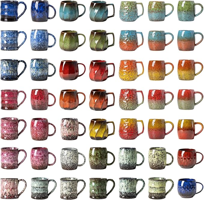Ivory Nebula Ceramic Coffee Mug - 14 oz Unique Reactive Glaze Coffee Cup with Large Handle, Barrel Cute Mug for Women Men Home Office Gift - Image 2