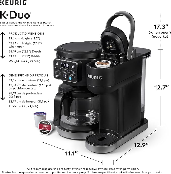 Keurig K-Duo Single Serve K-Cup Pod & Carafe Coffee Maker, Black - Image 6