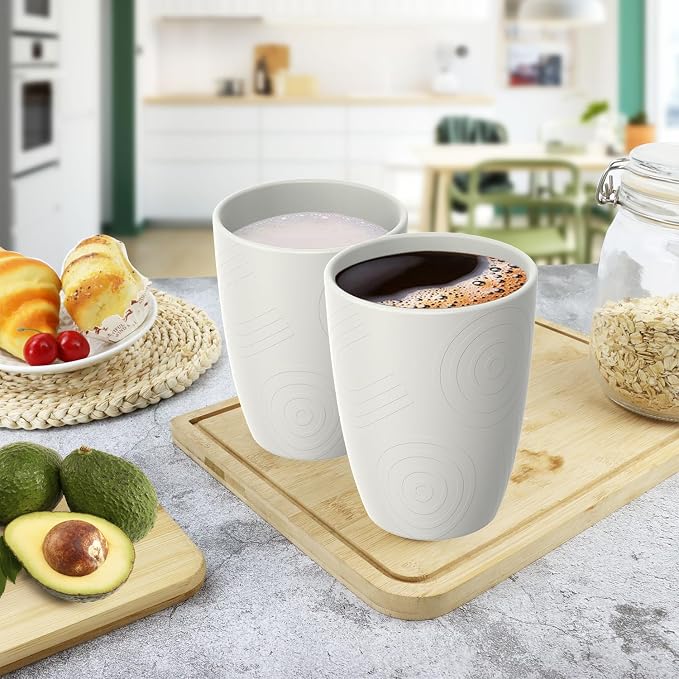 Wheat Straw Cups 16 OZ - Unbreakable Drinking Cup Set of 6, Plastic Cups Reusable, Lightweight Water Cup, Microwave & Dishwasher Safe Plastic Drinking Glasses for Kitchen, Bathroom - White - Image 7