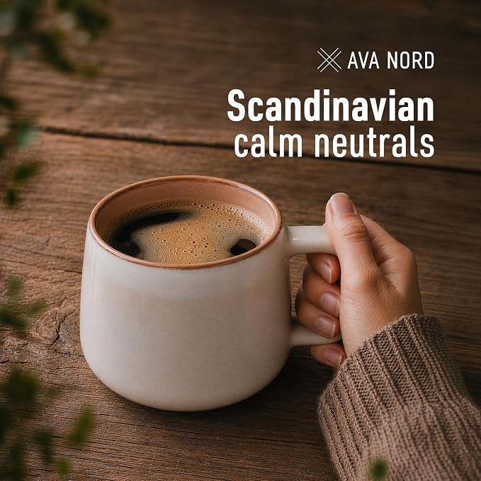 Ava Nord Large Stoneware Ceramic Coffee Mugs Set of 2-20 oz - Rose Sand | Lead-Free, Non-Toxic, Freezer - Microwave & Dishwasher Safe, Comfortable Handle, Aesthetic Nordic Design for Tea, Cocoa - Image 8