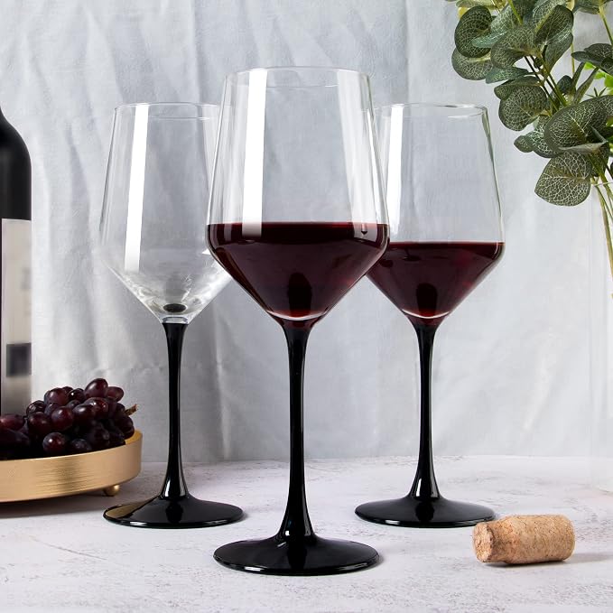 YANGNAY Wine Glasses with Black Stem & Base, Set of 8, 17 Oz Wine Glasses for Red Wine, Unique Gifts for Wine Lovers, Dishwasher Safe - Image 6