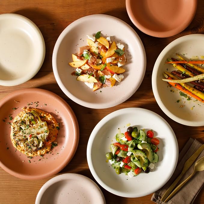 Bloomhouse Corsica Clay Dinnerware Set - Stackable Colorful Boho Reactive Glaze Plates and Bowls Set -2 Time Oprah's Favorite Things Brand- 16 Piece (Service for 4)- Matte Assorted Pottery Colors - Image 6