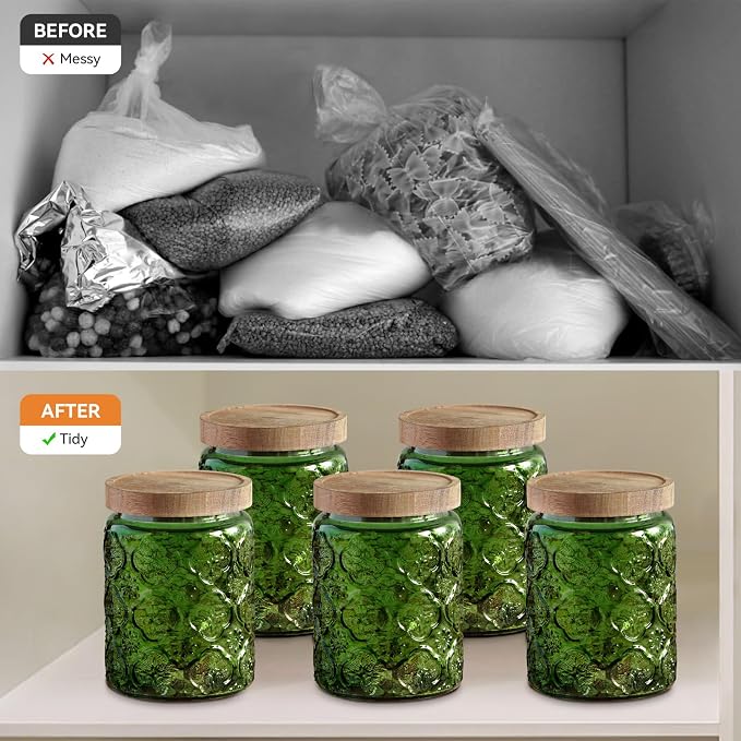 Comeon Vintage Glass Jar With Lid, Cookie Candy Jar, Food Storage Container | Durable Glass Material, Airtight Lid, Ideal For Kitchen Or Office Storage, Stylish Vintage Design - Image 5