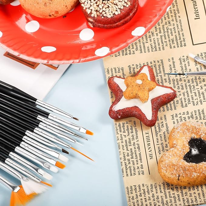 30 pcs Cake Painting Brushes, Cake Decorating Brushes Food Paint Brush Fondant Sugar DIY Tools Set Cake Decorating Tools Cookie Brushes Set Stocking Stuffers for Bakers(Black)