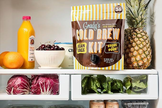 GRADY’S COLD BREW, New Orleans Style, 100% Arabica Ground Coffee & Chicory Pouches, 12 Bundles of 4 Easy-to-Brew Bean Bags, Makes 144 drinks