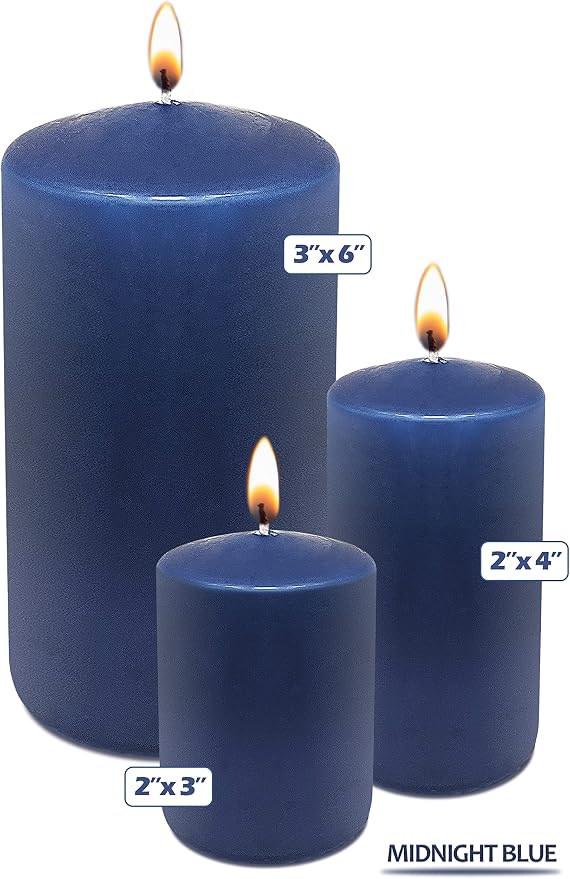 Hyoola Midnight Blue Pillar Candles 2x4 Inch - 4 Pack Unscented Pillar Candles - European Made - Image 6