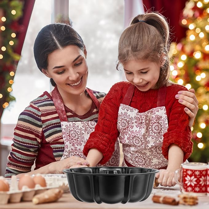 Onader 10 Inch Cake Pan, Non-Stick Round Fluted Tube Pan for Baking Pound Cake, 10 Cups Large Heavy Duty Carbon Steel Baking Mold Bakeware, Black - Image 6