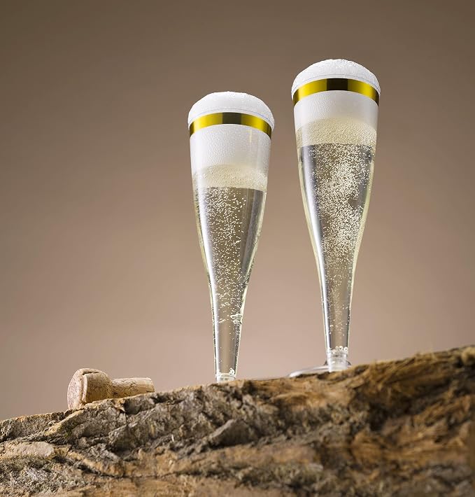 Munfix 100 Pack Gold Plastic Champagne Flutes, 5 Oz Clear Plastic Toasting Glasses Fancy Disposable Wedding Party Cocktail Cups with Gold Rim - Image 7
