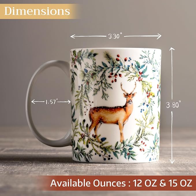 Maison d' Hermine Coffee Mug with Handles Tea Cups (15 Ounce, Pack of 1) | Fine Bone China Coffee Mugs for Hot Beverages Cappuccino Latte Home Restaurant Hotel Spring Summer -Holly Time - Biche - Image 4