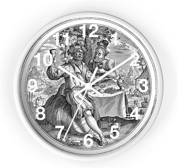 Mozingo ~ Wine Clock for Kitchen Bar Wall It's Wine O'clock Silent Time Gift Home Decor Made In USA, 10" (Hour Marks - Numbers, Clock Frame Color - White, Wine Theme #02) by Unknown