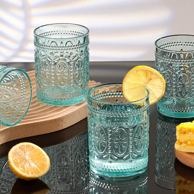 Darlion Vintage Glassware, Green Drinking Glasses, 10oz Green Glass Cups | Food Grade Glass, Lead-Free Glass, Durable&Sturdy, Vintage Decoration - Image 5