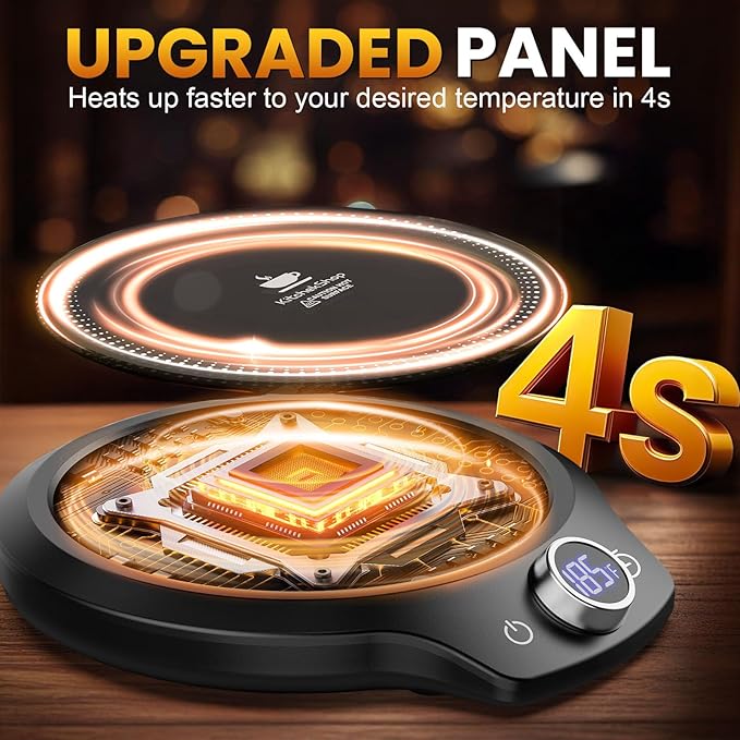 Fast Heating Mug warmer - 4 Temp Settings & 1-12H Timer, Coffee Cup Warmer Plate for Desk Auto Shut Off, LED Display Smart Candle Wax Warmer - Ideal Electric Beverage Warmer Gift for Coffee, Tea, Milk - Image 3
