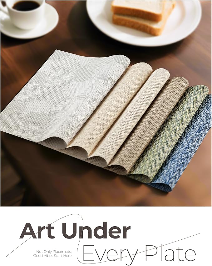 Leetaltree Light Brown Placemats Set of 8 - Heat Resistant Non-Slip Place mats for Dining Table, Washable Durable PVC Vinyl Woven Table Mats（Light Brown, 8） - Image 7