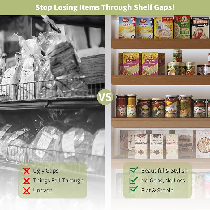 Wire Shelf Covers, Bamboo Wire Rack Covers for Pantry, Closet，Kitchen (4pcs, 36" W x 16" D, Walnut) - Image 6