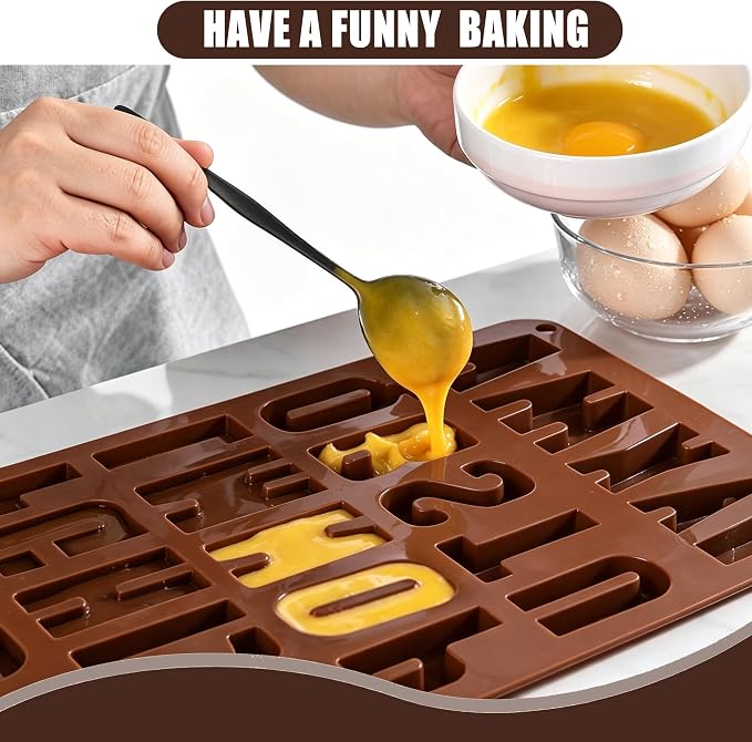 Letter Alphabet Silicone Molds BPA Free Food Grade Non-Stick Easy Release Reusable Baking Molds for Chocolate Cake Ice Tray DIY Cake Decorating Kitchen Baking Tools - Image 4