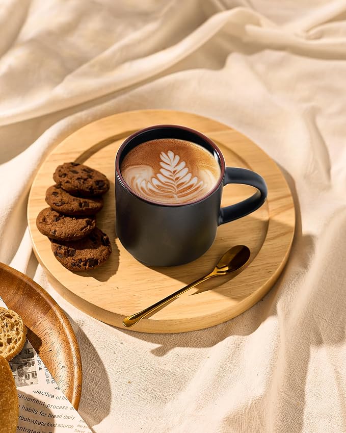 famiware Coffee Mugs Set of 6, Nebula 14oz Coffee Mugs, Ceramic Cup Set with Handle for Latte, Tea, Milk, Cappuccino, Cocoa, Matte Black - Image 7
