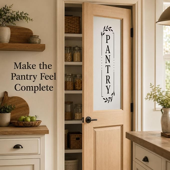 Pantry Door Lettering Vinyl Decal: Black 7 x 26 Inch Vertical Design | Tall PANTRY Lettering Adds A Distinct Farmhouse Accent To Smooth Light-Colored Doors - Image 2