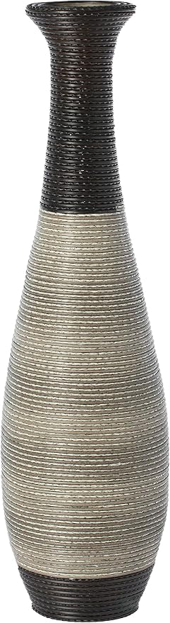 Uniquewise Tall Trumpet Design Decorative Artificial Rattan Wire Pattern Floor Vase 40 Inch High,Black - Image 3