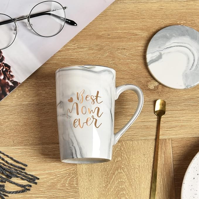 YHRJWN Mothers Day Gifts for Mom, Best Mom Ever Coffee Mug, Mom Birthday Gifts from Daughter Son, Moms Gift Idea for Christmas, Mothers Day, Valentines Day, Present for Moms Mothers, 14 Oz Gray - Image 2